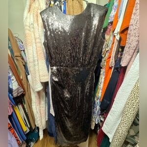 EXPRESS Women's Espresso Brown Sequin Midi Dress size